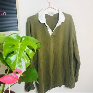 VTG Retro 90s Olive Green J.Crew Rugby Pullover